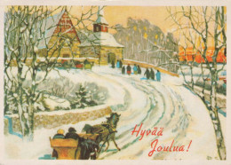 Happy New Year Christmas Horse Vintage Postcard CPSM #PBM399.GB - Nouvel An