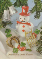 Happy New Year Christmas SNOWMAN Vintage Postcard CPSM #PAZ651.GB - Nieuwjaar