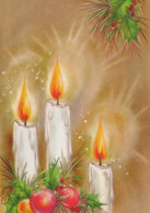 Happy New Year Christmas CANDLE Vintage Postcard CPSM #PAW232.GB - New Year