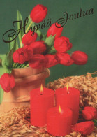 Happy New Year Christmas CANDLE Vintage Postcard CPSM #PAW353.GB - Nieuwjaar