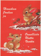 Happy New Year Christmas RABBIT Vintage Postcard CPSM #PAV259.GB - Nouvel An