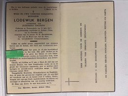 Devotie DP - Overlijden Lodewijk Bergen Wwe Engelen - Tessenderlo 1867 - Achter - Olen 1956 - Obituary Notices