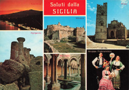 ITALIE - Sicilia - Taormina - Milazzo - Erice - Agrigento - Monreate - Gruppo Folkloristico - Multivue - Carte Postale - Altri & Non Classificati