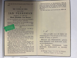 Devotie DP - Overlijden Jan Peersman Echtg Van Roeyen - Beveren-Waas 1884 - 1956 - Politiek Gevangene '14-'18 - Décès