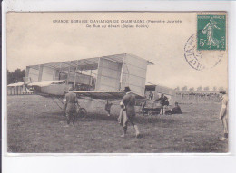 MARNE: Grande Semaine D'aviation De Champagne Première Journée De Rue Au Départ, Biplan Voisin - état - Autres & Non Classés