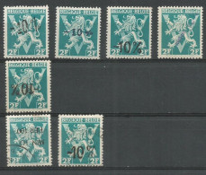 SOLDES - 1946 - -10% - COB 724H - Lot De 7 Exempl.:4 **(MNH)+1*(MH) (surch. Renvers) +2 Obl. (o) (1 Avec Surch. Renv.) - Otros & Sin Clasificación