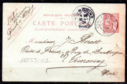 ENT59-01 : CP 10C MOUCHON Retouché Daté 336 - Dept 59 (Nord) PONT-A-MARCQ 1904 > Cachet Type A2 - Standard Postcards & Stamped On Demand (before 1995)