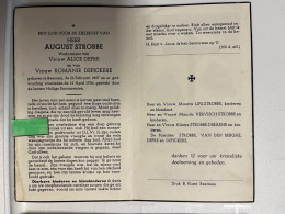 Devotie DP - Overlijden August Strobbe Wwe Depre & Depickere - Beernem 1867 - 1956 - Obituary Notices