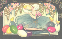 Carlo Chiostri:Glamour Lady With Eggs, Easter, Pre 1930 - Chiostri, Carlo