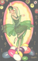 Carlo Chiostri:Glamour Lady Dancing On Eggs, Easter, Pre 1930 - Chiostri, Carlo