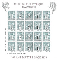 Bloc Feuillet 70e Salon Philatélique D'Automne 140e Anniversaire Du Type Sage - Ongebruikt