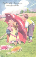 Karl Feiertag:Kissing Kids Uner Umbrella, Boy, Pre 1940 - Feiertag, Karl