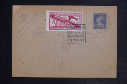 FRANCE - Entier Postal Semeuse De L'Exposition D'Aérophilatélie De Strasbourg En 1932 Avec Vignette -  L 152598 - 1927-1959 Covers & Documents