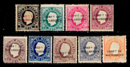 ! ! Mozambique Company - 1892 D. Luis (Complete Set - Type B) - Af. 01 To 09 - No Gum - Mozambique