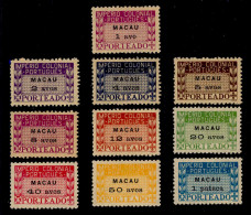 ! ! Macau - 1947 Postage Due (Complete Set) - Af. P 34 To 43 - MH (kmYT120) - Portomarken