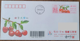 China Cover "Yantai Big Cherry" (Yantai) Colored Postage Machine Stamped First Day Actual Sent Art Cover - Briefe