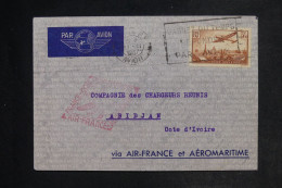 FRANCE - Cachet Du Vol Aéromaritime /Air France Sur Enveloppe Pour Abidjan En 1937 -  L 152605 - 1927-1959 Lettres & Documents