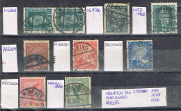 55223. Lote 9 Sellos Von Stephen, Rheinland, ADLER, ALEMANIA  Weimar 1924-1926,Distintos Fechadores, Dater, Daten º - Usados