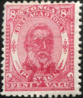 Tonga 1893 SG18 7½d In Red On 8d King George I MLH - Tonga (1970-...)
