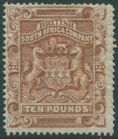 Rhodesia 1890 SG13 £10 Brown Arms Disturbed Gum MLH - Zimbabwe (1980-...)