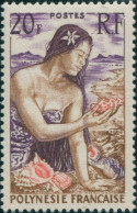 French Polynesia 1958 Sc#190,SG12 20f Polynesian Girl On Beach MLH - Otros & Sin Clasificación