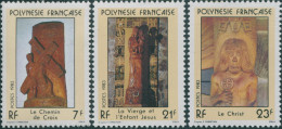 French Polynesia 1983 Sc#376-378,SG389-391 Religuous Sculptures Set MNH - Other & Unclassified