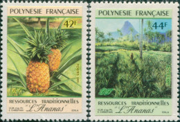 French Polynesia 1991 Sc#555-556,SG605-606 Pineapples Self Adhesive Set MNH - Other & Unclassified