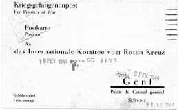 ALLEMAGNE.1944. F.M. AVIS DE CAPTURE.PRIS.GUERRE ANGLAIS EN  ALLEMAGNE.CENSURE.  C.I.C.R. GENÈVE (SUISSE).  - Covers & Documents