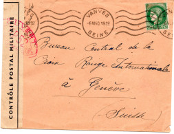 FRANCE.1940. CENSURE FRANCE "UP 52" POUR C.I.C.R.GENÈVE (SUISSE) - Red Cross