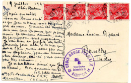 FRANCE.1943."CROIX-ROUGE FRANÇAISE- SOUS SECTION AUTOMOBILE DE MARSEILLAN".(HERAULT) - Rotes Kreuz