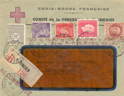 FRANCE.19/2/1945. RARE. L.R."ILOT DE ST NAZAIRE"."CROIX-ROUGE FRANÇAISE-GUERANDE". - Cruz Roja