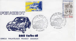 Peugeot 205 Turbo 16 - Envelope  FDC - Commémoratif Championnat Du Monde Des Rallyes 1985 - France FDC - Cars