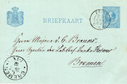 25 JUL 82 BK G 25 Met Firma-blinddruk Van ZEIST Naar Bremen (Verzekeringsbank KOSMOS Directie) - Postal Stationery