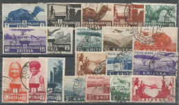 Eritrea Colonia Italiana 1933/36 Pictorial Set Pittorica Regular PO + Airmail PA Cpl 10+10v. Set IN VFU Condition - Erythrée