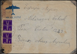 Italie 1945 Y&T PA 5 (République Sociale) X 2 Sur Lettre Censurée Pour Buenos Aires - Luchtpost