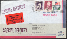 1977 $1 O'Neill Stamp On Special Delivery To Czechoslovakia  - Brieven En Documenten