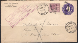 1934 (Jan 4) Clinton Mass, Return To Writer Stamp - Lettres & Documents