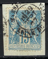 FRANCE Ca.1887: Le Y&T 90 Avec Sup. Obl. CAD "Marseille Ligne De Bastia" Sur Fragment - 1876-1898 Sage (Tipo II)