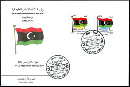 LIBYA 2013 Two High-value Self-adhesive Stamps With Gold Foil Application (FDC) - Buste