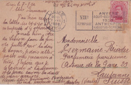 1920 Cartolina Di Liegi Con Annullo Meccanico Per La VII  OLIMPIADE  DI ANVERSA - Sommer 1920: Antwerpen