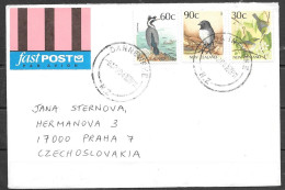 1990 Dannevieke (9 Apr), 3 Different Bird Stamps, To Czechoslovakia - Briefe U. Dokumente