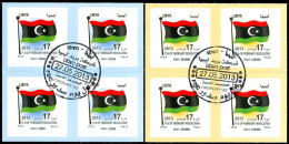 LIBYA 2013 Two High-value Self-adhesive Stamps With Gold Foil Application (blocsx4 First Day PMK) - Libia