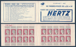 CARNET NEUF ** COMPLET MARIANNE DÉCARIS N° 1263 SÉRIE 12-64 DOUBLE BARRE EN MARGE 1964 COUVERTURE HERTZ - Andere & Zonder Classificatie