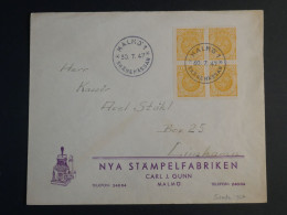 DP16 SUEDE  BELLE LETTRE   1947 MALMO+ BLOC DE 4 TP  +  AFFRA. INTERESSANT - Storia Postale