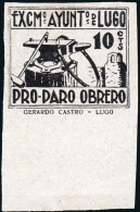 Lugo - Guerra Civil - Em. Local Nacional - Allepuz (*) 38 S/dentar - "10 Cts. Pro Paro Obrero" Negro - Emissions Nationalistes