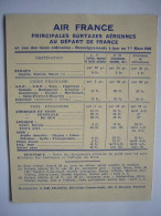 Avion / Airplane / AIR FRANCE / Surtaxes Aériennes Au Départ De Paris / Airline Issue - 1946-....: Era Moderna