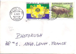 GABON N° 684/640 S/L.DE LIBREVILLE/11.10.91  POUR LA FRANCE  - Gabun (1960-...)