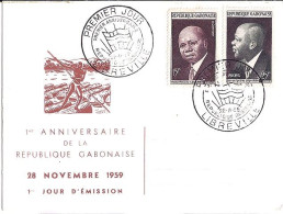 GABON N° 147/148 S/CP. DE LIBREVILLE/28.11.59  - Gabón (1960-...)