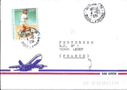 COTE D’IVOIRE N° 861 S/L.DE ABIDJAN/4.12.91  POUR LA FRANCE - Côte D'Ivoire (1960-...)