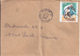 COTE D’IVOIRE N° 865 S/L.DE ABIDJAN/18.9.91  POUR LA FRANCE - Ivory Coast (1960-...)